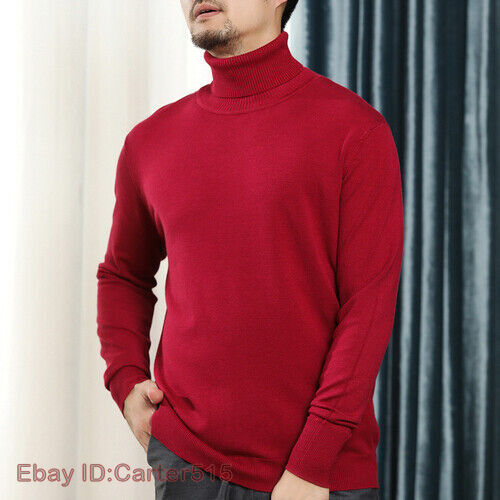 Sweater Men's Turtleneck Wool Blend Lapel Loose Large Size Bottoming Tops - Imagen 20 de 33