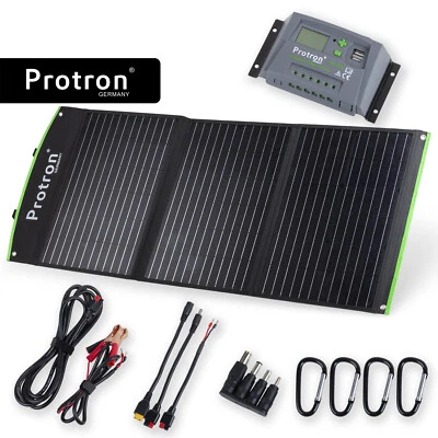PROTRON 100W PV SolarPanel Faltbar Tragbar + 12V 10A Laderegler 2x USB Camping Wohnmobil