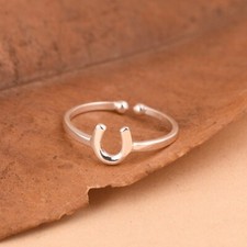 Pure 925 Sterling Silver Lucky Horseshoe Ring Handmade Adjustable Ring Gift