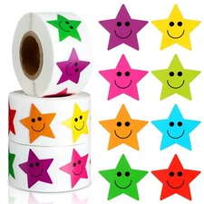 1500 Pcs Star Reward Stickers for Kids Smile Face Stickers Motivational Stick...