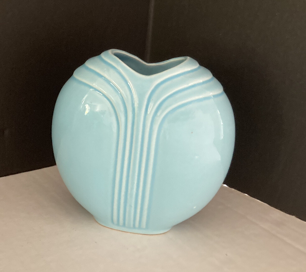Vintage 5 Inch Aqua Blue Ceramic Art Deco Vase | eBay