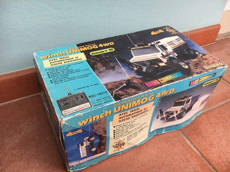 NIKKO Unimog Paris Dakar 1/16 Boxed w New electronics Vintage Raro - Immagine 3 di 4