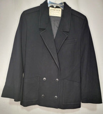 Vintage Jaeger Jacket Blazer 8 Black Short Cropped Double Breasted Wool Cashmere