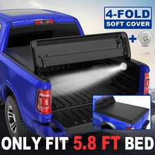 4 Fold Truck Tonneau Cover 5.8FT Bed For 2019-2025 Chevy Silverado GMC Sierra