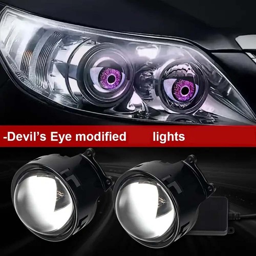 2x 3" LED Dynamic Devil Eyes Lights 12V Car Remote Control Headlight Retrofit UK - Picture 6 of 11
