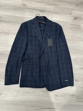 DKNY Blazer Sport Jacket Doby Dogberry Black White Wool Blend Mens Medium NWT