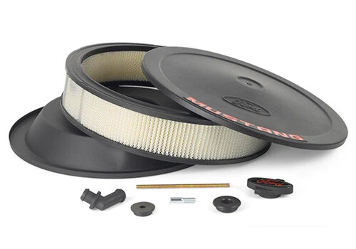 Air Cleaner Kit with Black Crinkle Finish and Red Ford Mustang Emblem Foto 3 de 4