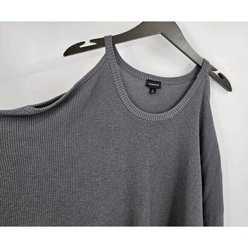 Torrid gerippter Pullover Cold Shoulder grau Stretchpullover Gr. 2X - Bild 3 von 9