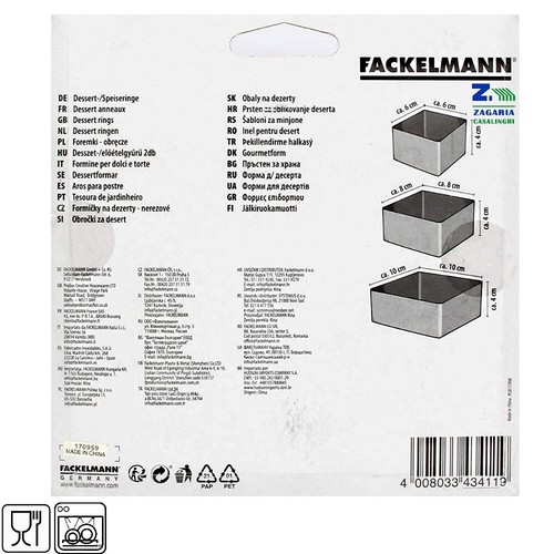 SET 3 PZ. COPPA PASTA PROFESSIONALI IN ACCIAIO QUADRATI CM 6 - 8 - 10 X 4 H - Foto 3 di 3