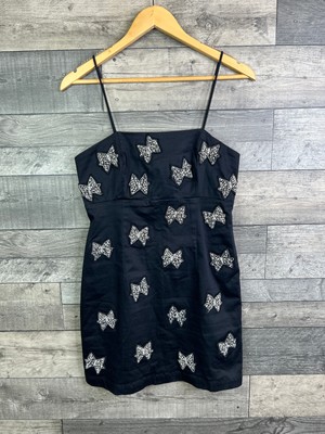 Anthropologie Maeve Minikleid Größe UK 8 schwarz 3D Stern Schleife verzierte Träger