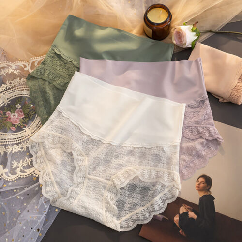 1/6 Packs Women High Waist Briefs Thong Lingerie Lace Panties Traceless Panties