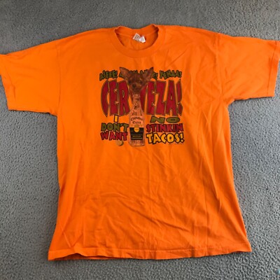 Murina Shirt Men's XL Orange Chihuahuas Beer Mexico Taco Graphic Tee Made in USA