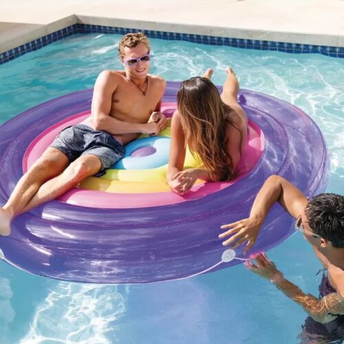 Intex Rainbow Fiesta Island Pool Float 201 x 24cm XL Inflatable Water Lounge - Picture 4 of 13