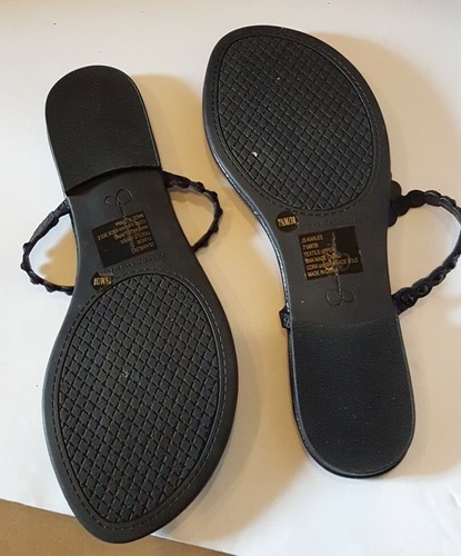 Jessica Simpson Karlee BLACK SHIMMER SAND Leather Thong Sandal $60 SZ.7.5M - Picture 4 of 4
