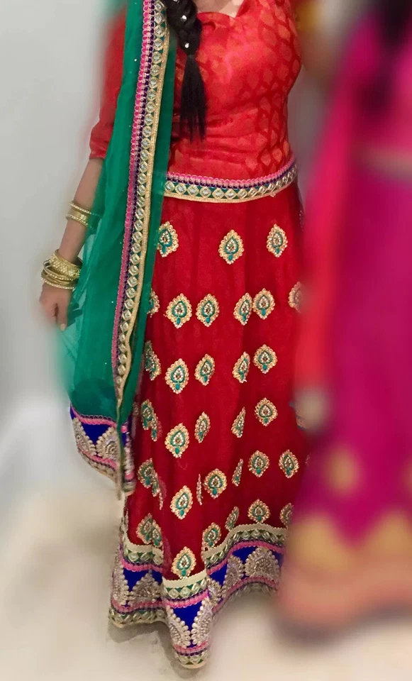 Conjunto de 2 piezas festivo Lengha boda fiesta Mehndi, diseñador inspirado indio paquistaní Foto 2 de 4