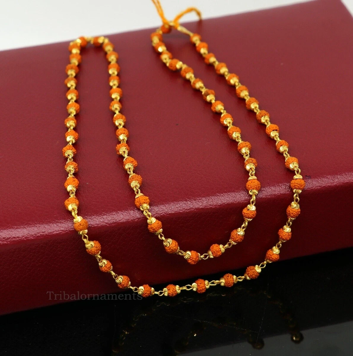 22kt 24 inches yellow gold Rudraksha beaded chain gifting chain
