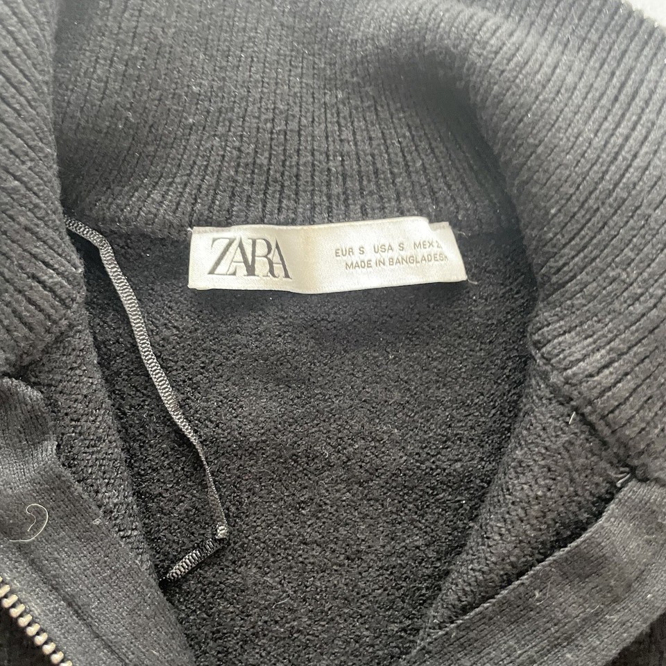 ZARA STRIPED SWEATER WITH ZIP BLACK / WHITE SIZE SMALL 3519/125 eBay