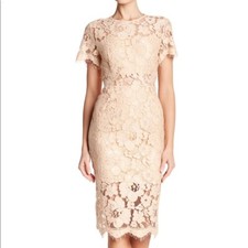 NSR tan beige cream lace midi dress size SZ S M L