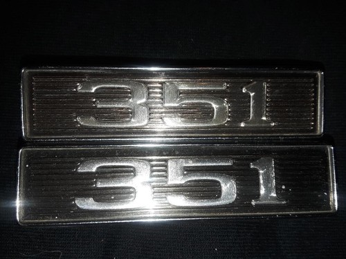 C9ZB-16B621-A "351" Ford Hood Scoop Emblems, Pair, Original with nuts