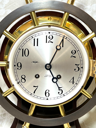 Chelsea "The Mariner" Ship's Bell Clock Ltd Ed on Wood Base Running & Striking - Picture 3 of 24