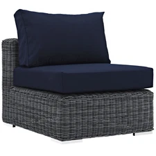 Modway Summon Outdoor Patio Sunbrella® Armless in Canvas Navy