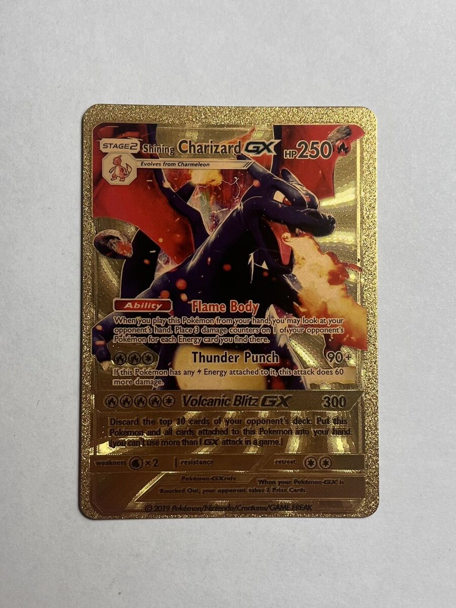 SHINING Charizard GX ULTRA RARE Gold Foil Pokemon Card MINT SHINING Charizard GX ULTRA RARE Gold Foil Pokemon Card MINT