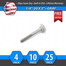 1/4"-20 x 2" Thumb Screw Stainless Steel - Gray Round Knurled Knob - USA