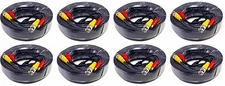 8 Pcs 50 Feet Pre-Made Black Power & Video Cable for CCTV Security Camera