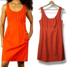 J Crew Poppy Orange Sheath Dress Pockets Size 10 Pleated Work Casual Business