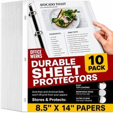 Legal Size Sheet Protectors 8.5x14 for 3 Ring Binder, 10 Pack Heavy Duty