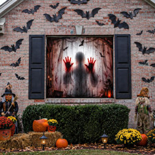 Halloween Decoration Window Door Cover Horror Curtain - 5 X 5 Ft