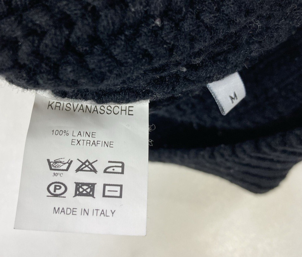 Kris Van Assche Wool Cable Knit Colorblock Sweater Men Medium Cream Black thumbnail 5