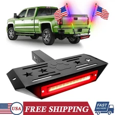 Fit 2" Tow Trailer Receiver Hitch Step Bar Bumper Guard w/ 108 LED Brake Light