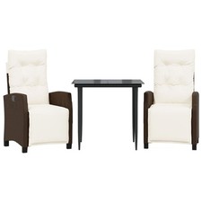 Patio Dining Set with Cushions Outdoor Furniture Brown Poly Rattan vidaXL