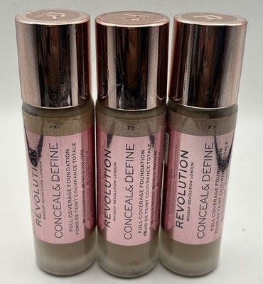 3 pack Revolution London Concealer and Definer Full Coverage Foundation F7