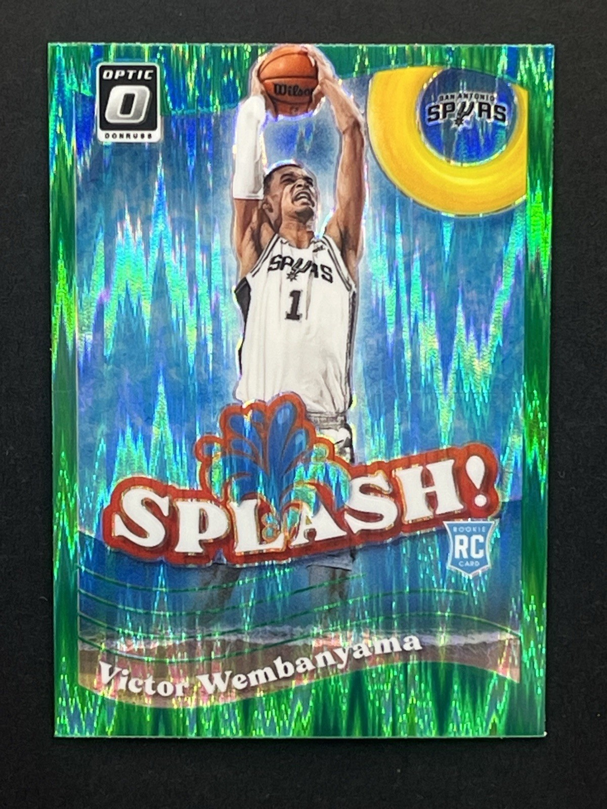 2023-24 Panini Donruss Optic Victor Wembanyama Green Shock Splash Rookie Spurs