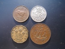 George VI Year Set 1952 Farthing, Halfpenny, Threepence and the rare Sixpence.