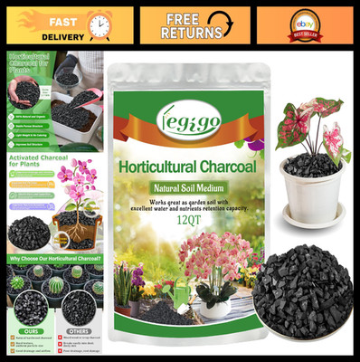 12QT All-Natural Horticultural Charcoal - Activated Hardwood for Soil, Bonsai &