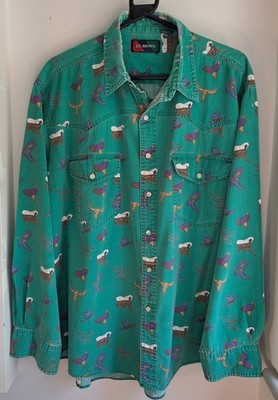 Vintage JG braunes Western Hemd Perlen Druckknöpfe 53''-134,5cm XL (426WR)