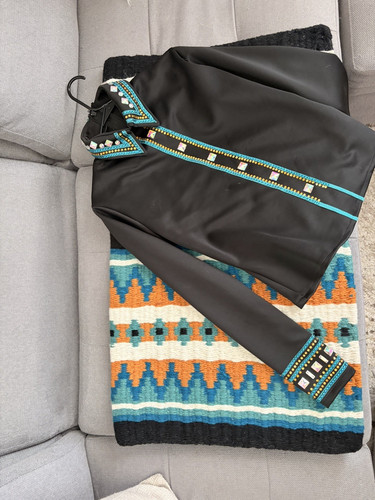 SD Designs Women's Black Western Show Shirt Zip back and matching pad
