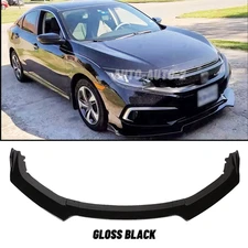 Fits 2016-2020 Honda Civic Front Bumper Lip Body Kit Spoiler Chin Glossy Black