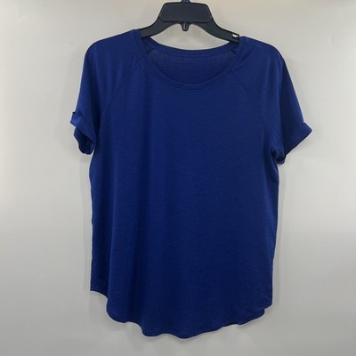 Lululemon Open Up Tie Back Tee Womens Size 8 Yoga Crossfit Running Gym Blue EUC