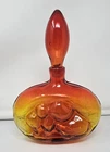 Vintage BLENKO Tangerine Madonna Mother & Child Handblown Glass Decanter