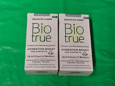 Lot (2) Biotrue Hydration Boost For Contacts , 2 Packs (0.33 Oz each) Exp. 07/25