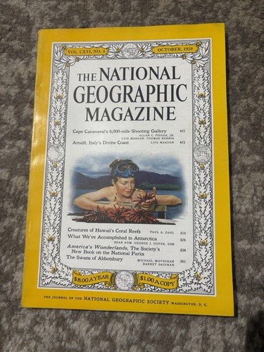 1959 NATIONAL GEOGRAPHIC MAGAZINE LOT of (4) w. (2) Maps 1959 Sept. - Dec.