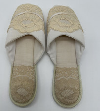 Vintage Glamour Skuffs by Madyes Slippers Peep Toe Slides Ivory Color sz 6.5-7.5