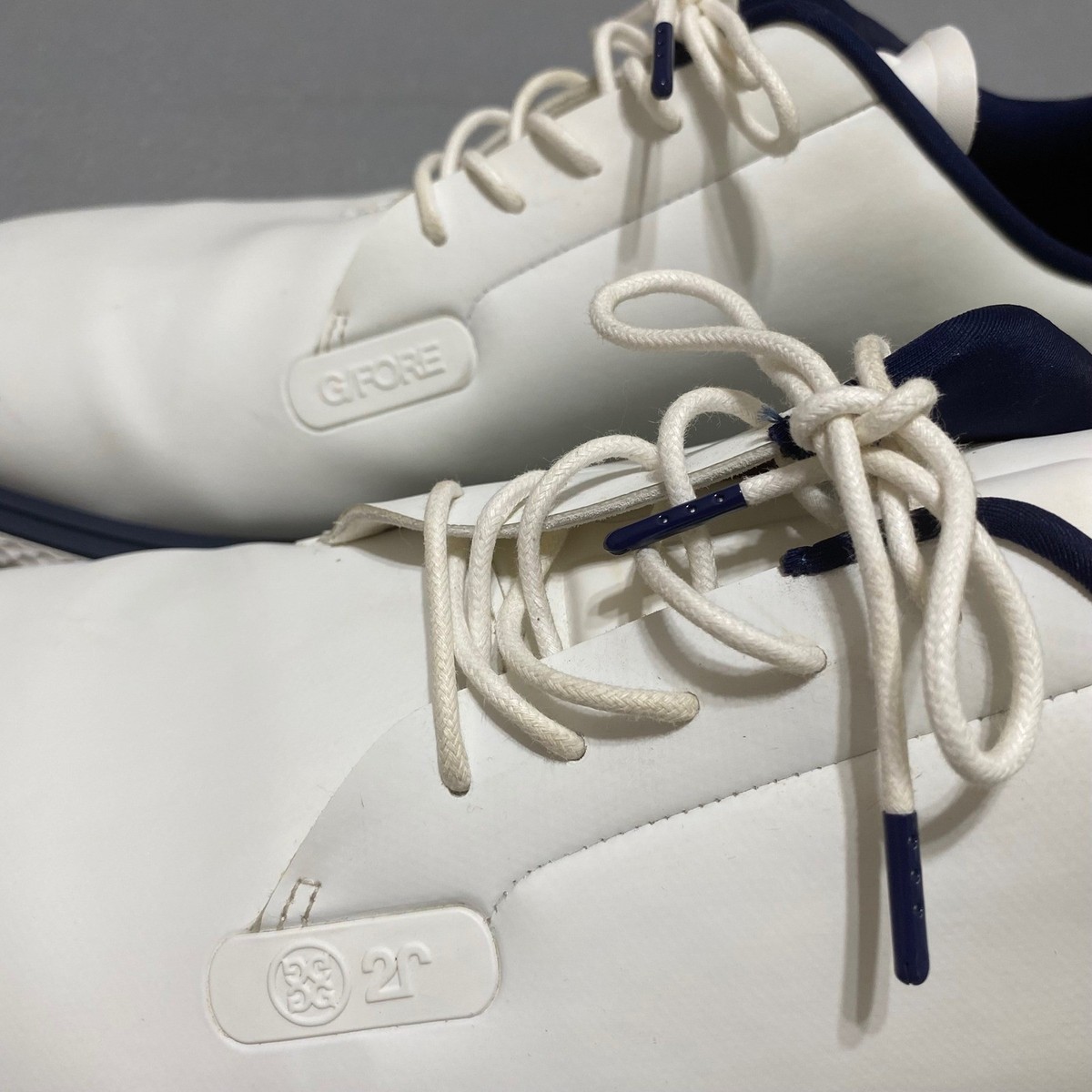 G/FORE Mens Gallivanter Golf Shoes White Navy Blue Spiked