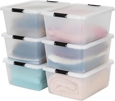 6-Pack Clip Box with Latching Lids, 18 Quart Craft Storage Bins, Art Writin...