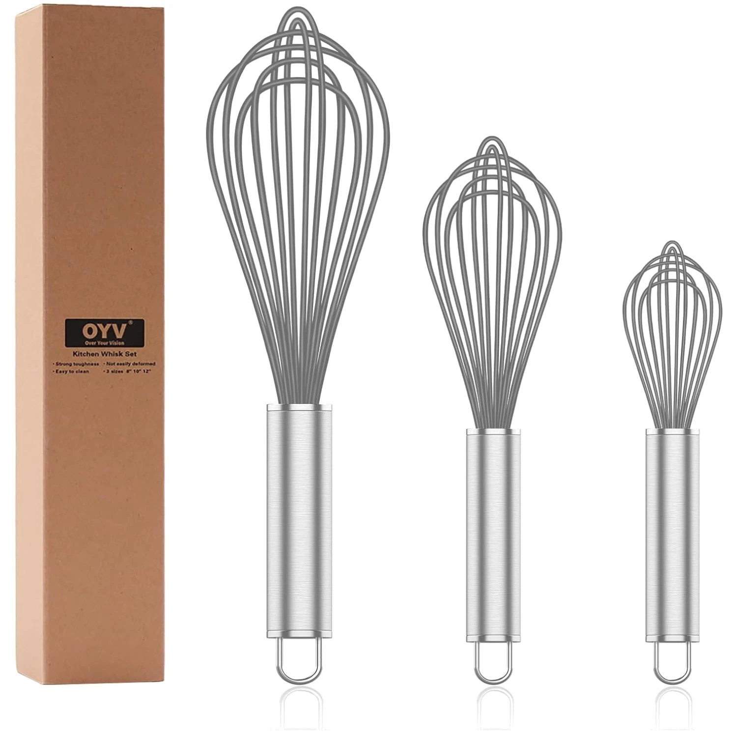 Durable Non-Scratch Whisks - Silicone & Stainless Steel