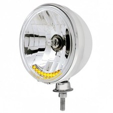 Pair 7 Stainless Dietz Headlights With Halogen Bulb 10 Amber Led Turn Signal